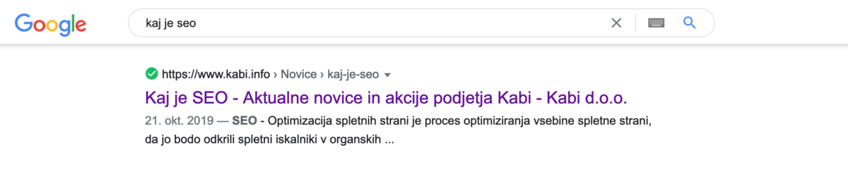 Primer iskanja: Kaj je SEO