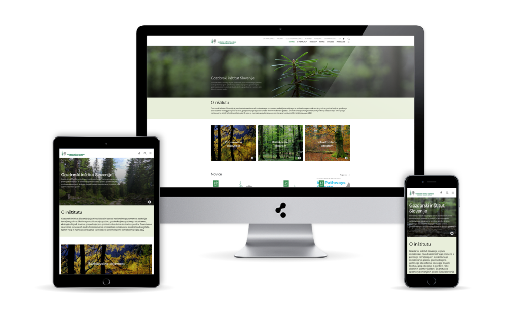 Primer spletne strani gozdis.si na različnih napravah