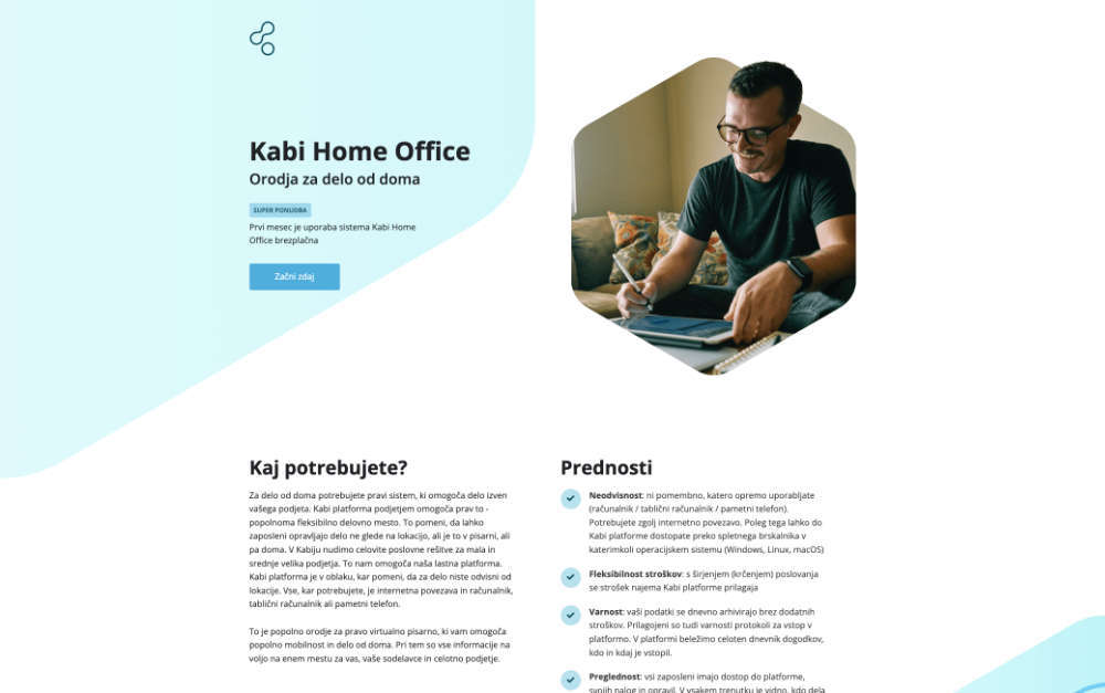 Primer one page strani: homeoffice.si