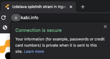 Primer varne povezave na spletni strani Kabi