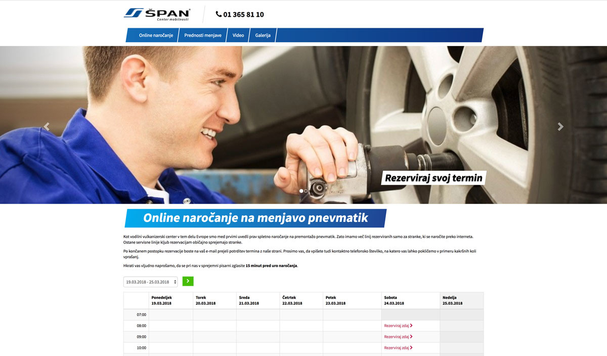 Online rezervacija za promenu gume Špan