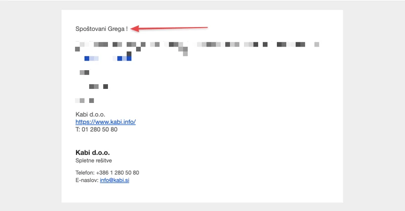 Primer enostavne personalizacije - nagovor po imenu