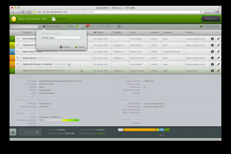 Kabi Ponudbe so učinkovit sistem za upravljanje ponudb