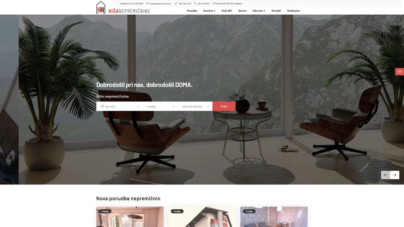 Spletna stran Hiša nepremičnine