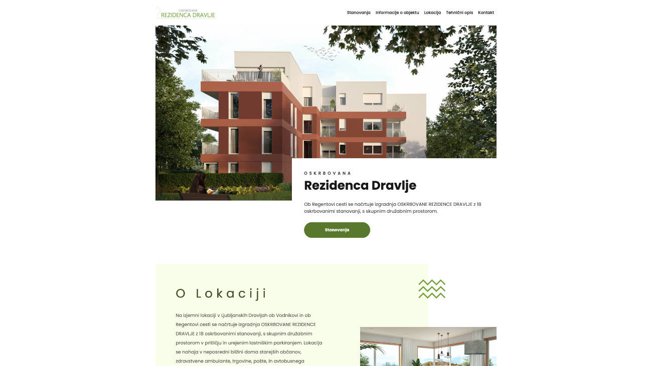 Spletna stran: Oskrbovana rezidenca Dravlje