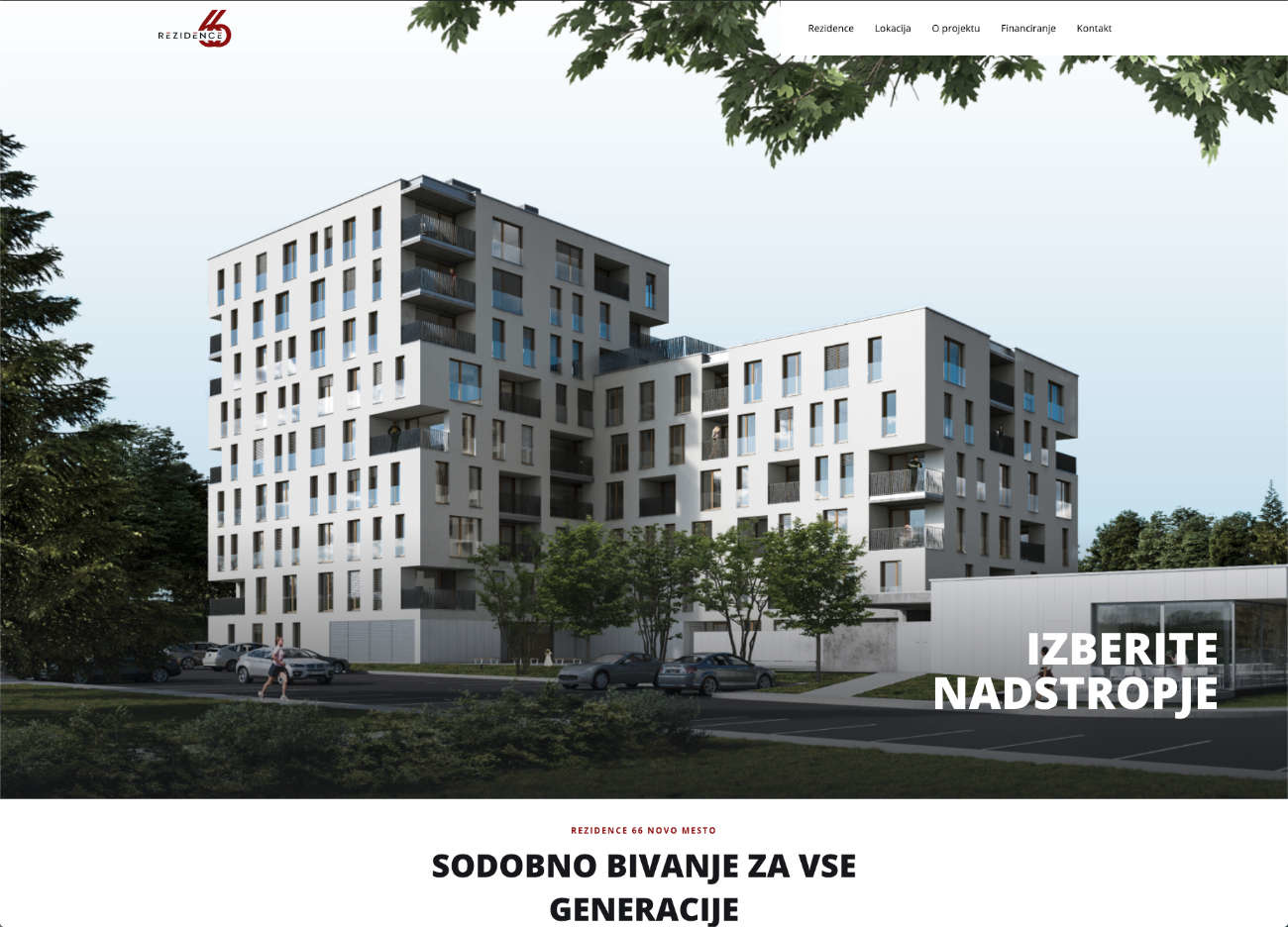 Spletna stran novogradnje Rezidence 66