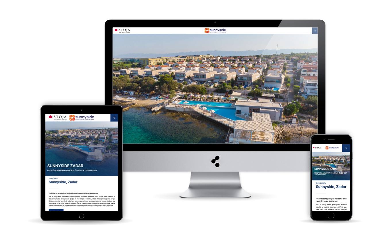 Spletna stran Sunnyside Zadar na različnih napravah