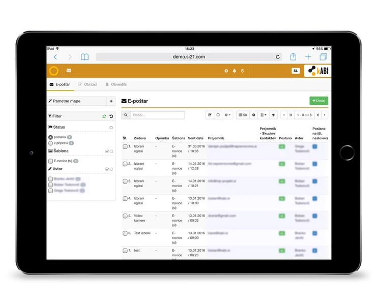 E-Poštar na tabličnem računalniku