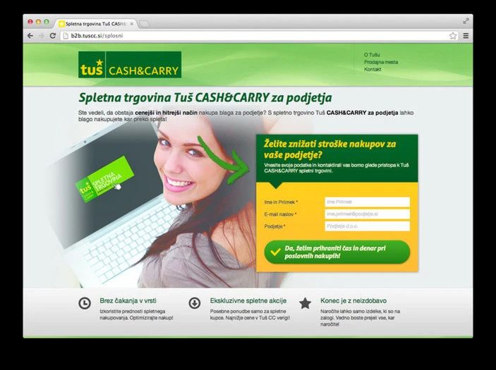 Primer uspešne in učinkovite pristajalne strani