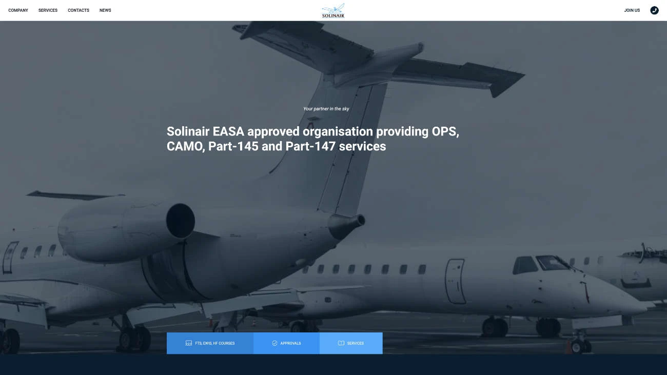 Solinair spletna stran