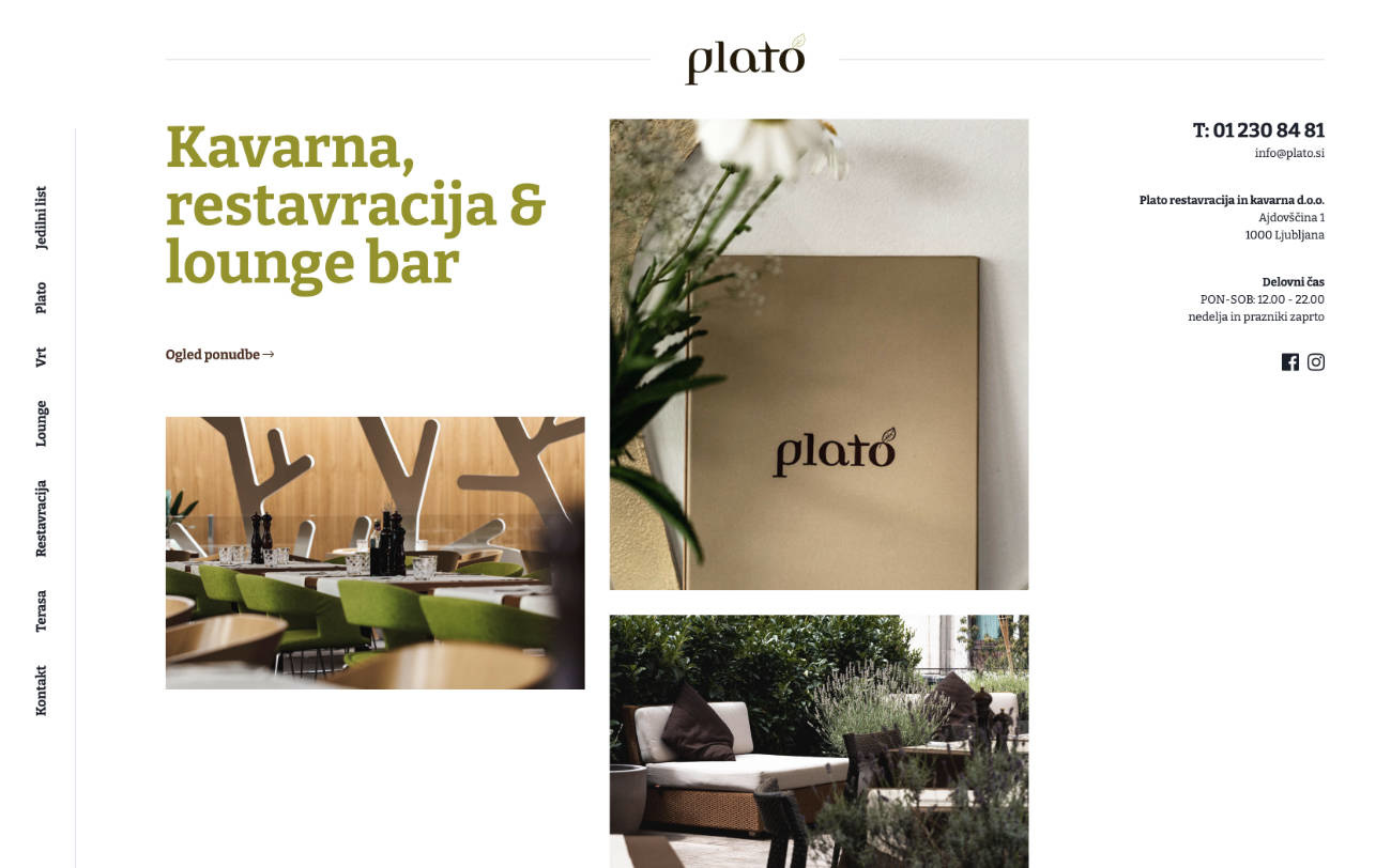 Spletna stran Plato restavracija in kavarna