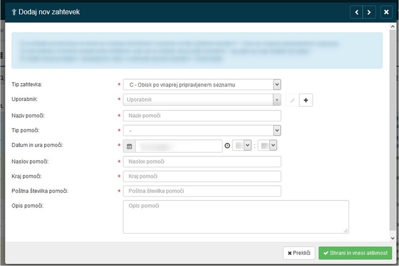 Pošiljanje prostovoljca na teren