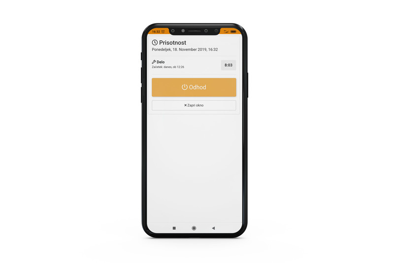 Registracija na telefonu - odhod